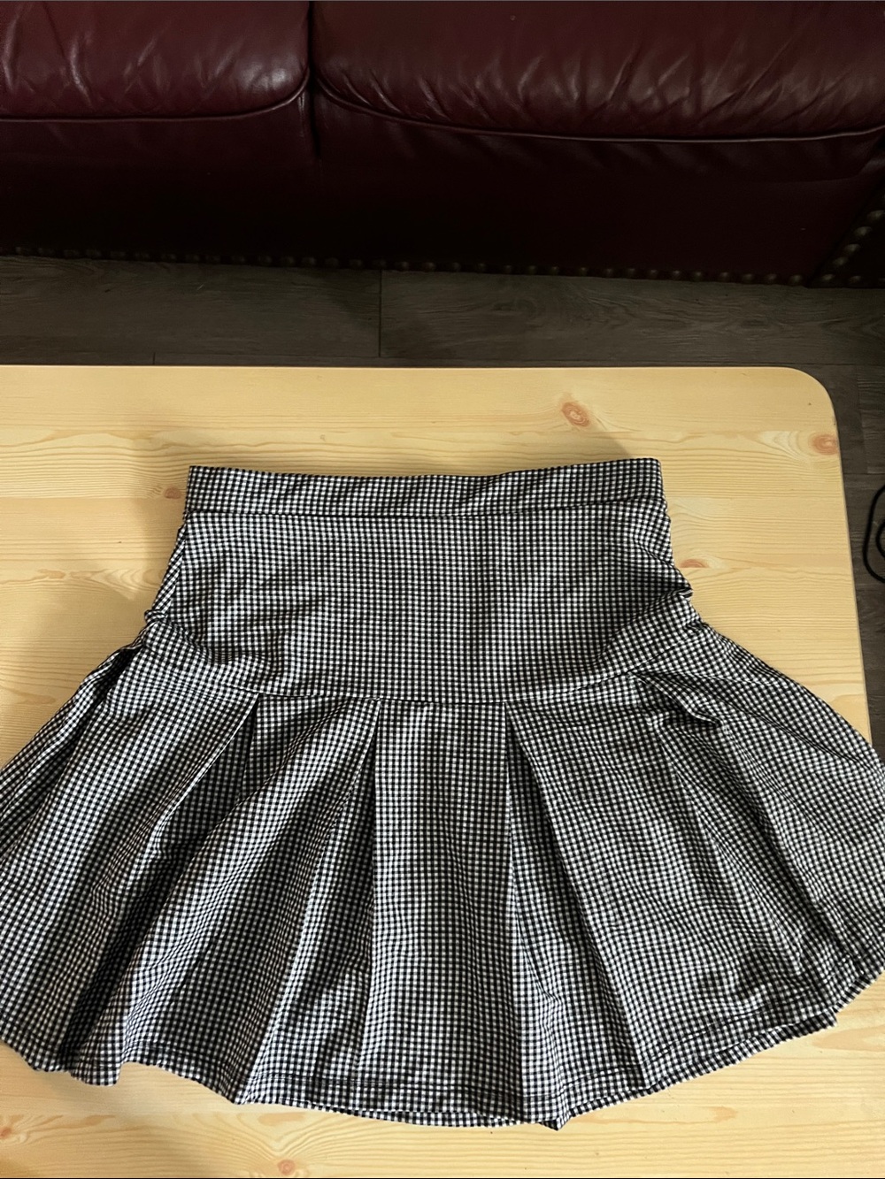 Black and White Gingham Pleated Women's Skirt